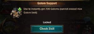 War and Order Golem Support Skill